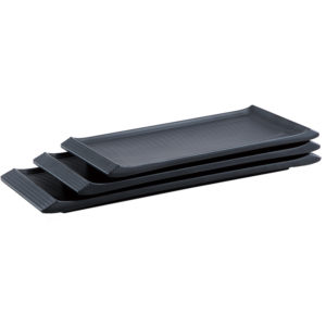 MS043-Customized rectangle sushi black plate food grade grill BBQ serving melamine plate for restaurant