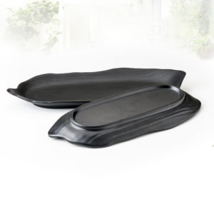 MS187-apanese Cute Black hard plastic serving dinnerware Melamine Sushi Serving Plate dish