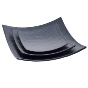 MS194 Hot Pot and Sushi Restaurant dinner tableware hard plastic black matte square melamine plate